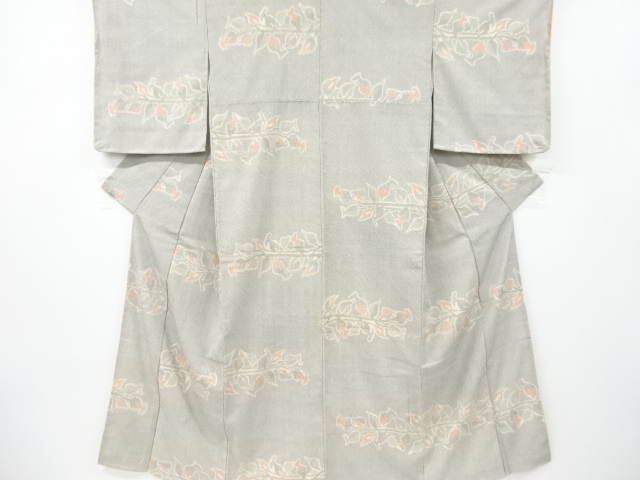 アンティーク　抽象花模様織り出し本塩沢着物